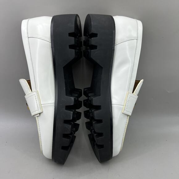 Tory Burch Mini Everly Chunky Loafers Women Size 8 M White Leather Platform NEW - Picture 6 of 8